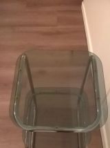 Table d’appoint chrome verre fumé 1970