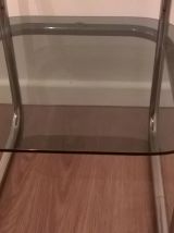 Table d’appoint chrome verre fumé 1970