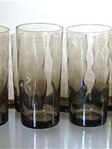 Set de 8 verres marron ombré vintage