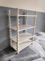 étagère bobines murale ancienne en bois peint blanc