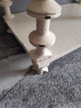 étagère bobines murale ancienne en bois peint blanc