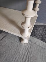 étagère bobines murale ancienne en bois peint blanc