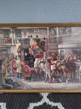 lithographies anciennes diligences sous cadre bois doré 