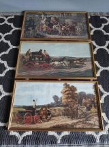 lithographies anciennes diligences sous cadre bois doré 