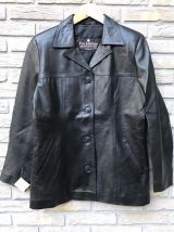 veste femme  en veritable cuir noir  