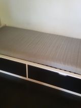 Cadre lit avec rangement, blanc, 90x200 cm grands tiroirs