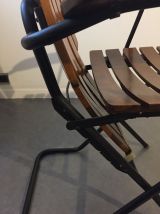 Fauteuil bois massif, vintage, polyconfort, inclinable