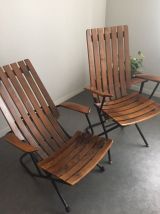 Fauteuil bois massif, vintage, polyconfort, inclinable