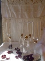 Lot de 5 flutes à champagne verre et or