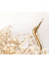 Grand héron en bois et laiton 