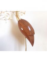 Grand héron en bois et laiton 