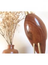 Grand héron en bois et laiton 