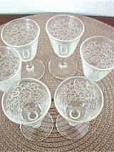 6 verres à pied gravés