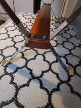 table basse vintage plateau céramique fleurs orange 