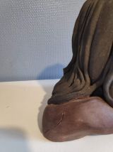 buste  en terre cuite jeune femme accoudée