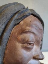 buste  en terre cuite jeune femme accoudée