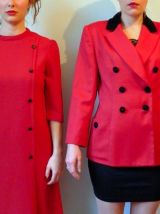 Vintage années 90 veste blazer double boutonnage laine rouge