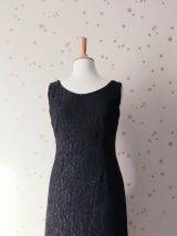 Vintage 60 robe sans manches dentelle noire M