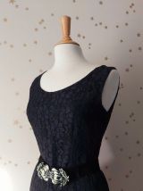 Vintage 60 robe sans manches dentelle noire M