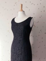 Vintage 60 robe sans manches dentelle noire M