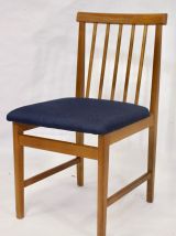 Set de 4 chaises scandinave année 50 restaurées tissu bleu f