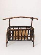 Porte-revue vintage en rotin