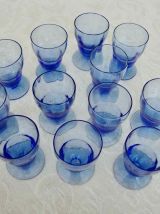 12 verres bleu myosotis