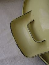 Lot de 2 plats VINTAGE en tôle émaillée jaune