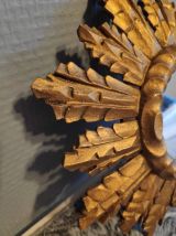 miroir soleil petit en bois doré avec crochet