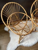 Paire de fauteuils rotin vintage