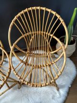 Paire de fauteuils rotin vintage