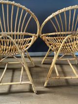 Paire de fauteuils rotin vintage