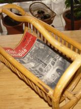 Porte-revues en rotin Vintage