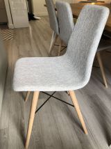 6 chaises danoises originales gris clair pieds bois massif