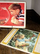Lot de 2 almanachs PTT, 1963 / 1965 Thème enfants &amp; animaux