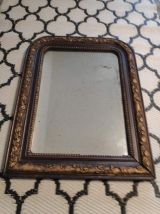 miroir Louis Philippe petit en bois marron foncé et doré