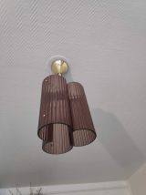 lustre en plexiglas fumé et armature métal doré