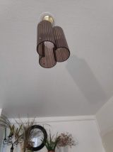 lustre en plexiglas fumé et armature métal doré