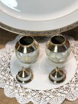 2 Pots en Nacre et Laiton - Vintage - Très Bon Etat