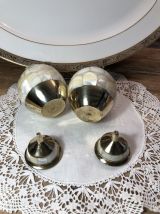 2 Pots en Nacre et Laiton - Vintage - Très Bon Etat