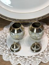 2 Pots en Nacre et Laiton - Vintage - Très Bon Etat
