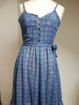 robe bleu vintage fait main pièce unique