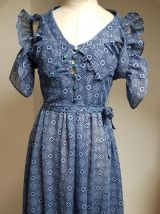 robe bleu vintage fait main pièce unique