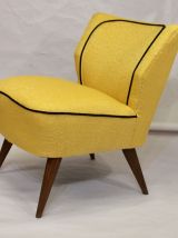 Fauteuil cocktail vintage années 50 restauré tissu Kenzo Edi