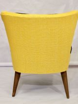 Fauteuil cocktail vintage années 50 restauré tissu Kenzo Edi