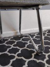 chaise de bureau "traineau" tissu gris et métal tubulaire 