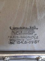 chaise de bureau "traineau" tissu gris et métal tubulaire 