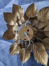 grande applique murale feuilles métal doré des années 70