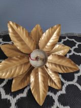 applique murale feuilles dorées vintage des années 70