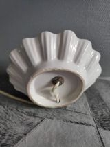 lampe coquille céramique blanche et globe opaline